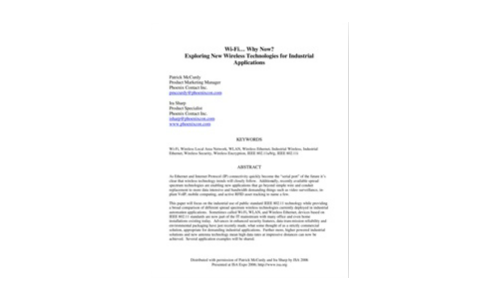 Wi-Fi ... ¿por qué ahora? Explorando nuevas tecnologías inalámbricas para aplicaciones industriales